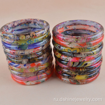 Пластиковые браслеты с узорами печатных смолы браслеты для женщин